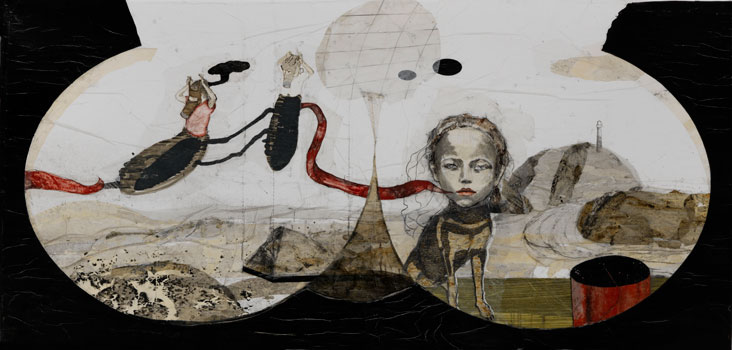 Kinderspiele, 2011–2012, Zeichnungscollage auf Papier, 93 × 193 cm